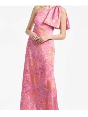 Sachin + Babi Pink and Orange One-Shoulder Chelsea Gown